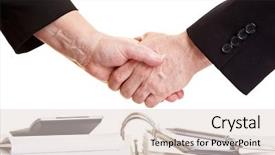  Presentation with handshake - Slide set consisting of two business people doing handshake background and a lemonade colored foreground