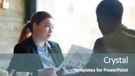  Presentation with professional data - Audience pleasing slide set consisting of two business people during work backdrop and a  colored foreground