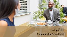  Presentation with front office - Presentation consisting of two-business-people-having background and a coral colored foreground