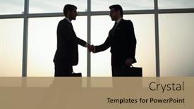  Presentation with two people holding hands - PPT layouts featuring two-business-people-holding-out background and a coral colored foreground