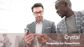  Presentation with business partner people joining hand - Presentation with two business people partners watching background and a  colored foreground