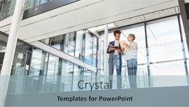  Presentation with gallery - Beautiful slides featuring two-business-people-scheduling backdrop and a light blue colored foreground