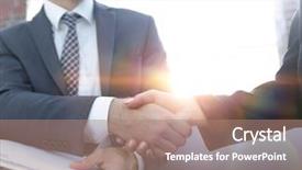  Presentation with shaking hands - Amazing PPT layouts having two business people shaking hand backdrop and a coral colored foreground