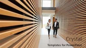  Presentation with two people talking - Colorful theme enhanced with two-business-people-talking backdrop and a coral colored foreground