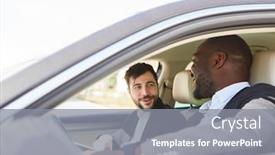  Presentation with car business - Slides featuring two-business-people background and a gray colored foreground