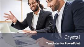  Presentation with computer vision - Presentation design consisting of two-business-people background and a ocean colored foreground