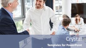  Presentation with partnership - Slides with two-business-people background and a seafoam green colored foreground