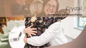  Presentation with celebrate office success - Theme consisting of two-business-women-celebrate background and a coral colored foreground