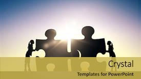  Presentation with business people silhouette - Theme enhanced with strategy startup development and people background and a yellow colored foreground
