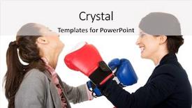  Presentation with business women - Beautiful presentation featuring two business women with boxing gloves fighting backdrop and a white colored foreground