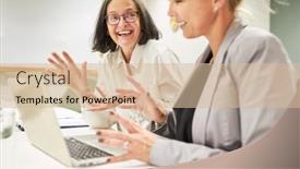  Presentation with business women - PPT layouts consisting of two-business-women background and a soft green colored foreground