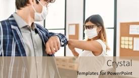  Presentation with medical business - Presentation featuring two-business-workers-wearing-medical background and a  colored foreground