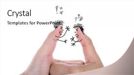  Presentation with finger - Slide deck having two businessman finger have argument background and a white colored foreground