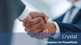  Presentation with shaking hands - Colorful slides enhanced with two-businessman-shaking-hands-greeting backdrop and a ocean colored foreground