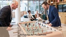  Presentation with football - Slide set featuring two-businessmen-are-playing-table background and a coral colored foreground