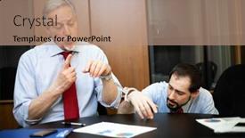  Presentation with forced - PPT theme enhanced with two-businessmen-forced-to-work background and a coral colored foreground