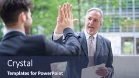  Presentation with success business - Colorful theme enhanced with two-businessmen-giving-each backdrop and a tawny brown colored foreground