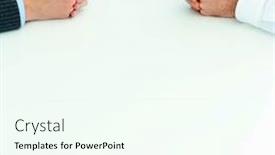  Presentation with discussion - Cool new PPT layouts with two-businessmen-having-a-discussion backdrop and a cool aqua colored foreground