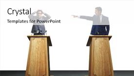  Presentation with discussion - Cool new slides with two businessmen having heated discussion backdrop and a white colored foreground