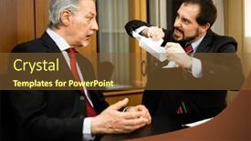  Presentation with debate - Slide set enhanced with two-businessmen-in-a-heated and a tawny brown colored foreground