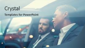  Presentation with car - PPT theme enhanced with two businessmen in car background and a lemonade colored foreground