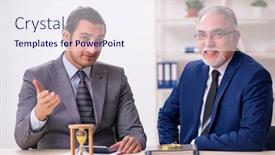  Presentation with time management - Slides enhanced with two-businessmen-in-time-management background and a sky blue colored foreground