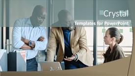  Presentation with points - Theme featuring two-businessmen-looking-at-young background and a gray colored foreground