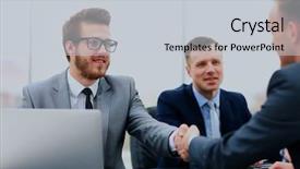  Presentation with decision making - Amazing PPT layouts having two businessmen making agreement backdrop and a  colored foreground