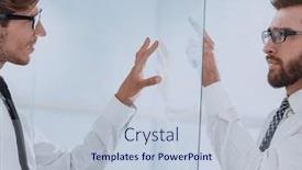  Presentation with glass - Beautiful PPT layouts featuring two-businessmen-on-both-sides backdrop and a  colored foreground
