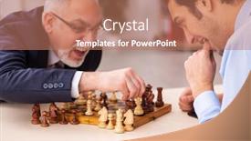  Presentation with chess - Colorful PPT layouts enhanced with two-businessmen-playing-chess backdrop and a coral colored foreground