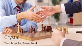  Presentation with chess - Slides enhanced with two-businessmen-playing-chess background and a coral colored foreground