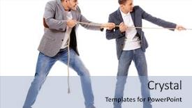  Presentation with rope - Cool new presentation with two businessmen pulling a rope backdrop and a light blue colored foreground