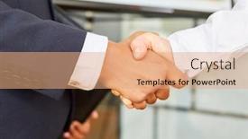  Presentation with contract - Amazing slide set having two-businessmen-shake-hands backdrop and a coral colored foreground