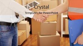  Presentation with shaking hands - Audience pleasing PPT theme consisting of two businessmen shaking hands backdrop and a  colored foreground