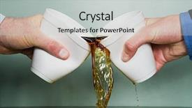  Presentation with spilling - Audience pleasing presentation theme consisting of two businessmen spilling their coffee backdrop and a light gray colored foreground