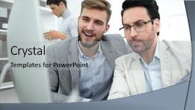  Presentation with how are you in new normal - Presentation theme with two businessmen use a computer background and a light gray colored foreground