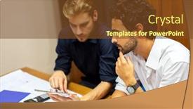  Presentation with working together - PPT theme featuring two-businessmen-working-together background and a tawny brown colored foreground