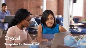  Presentation with meeting patriotic - Colorful presentation enhanced with informal meeting in office coffee backdrop and a coral colored foreground