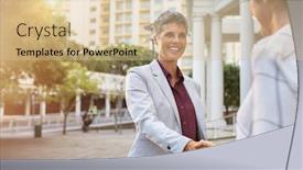  Presentation with shaking hands - Beautiful presentation featuring two-businesswomen-shaking-hands backdrop and a lemonade colored foreground