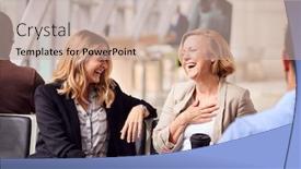  Presentation with departure - Colorful theme enhanced with two-businesswomen-sitting-in-airport backdrop and a soft green colored foreground