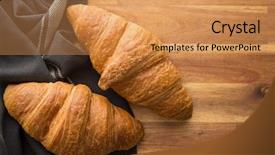  Presentation with table napkin - Beautiful slides featuring two buttery croissants on wooden backdrop and a yellow colored foreground