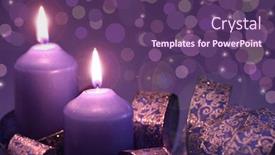  Presentation with candle - Presentation theme having two candle on lilac background background and a violet colored foreground