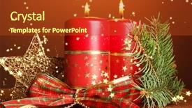  Presentation with candy cane christmas - Audience pleasing theme consisting of two candles and christmas decorations backdrop and a tawny brown colored foreground
