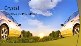  Presentation with car competition - Beautiful PPT layouts featuring two car on start backdrop and a light blue colored foreground