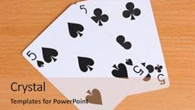  Presentation with rfid cards - Audience pleasing PPT theme consisting of two cards on wooden background backdrop and a coral colored foreground