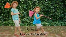  Presentation with happy kids - Slides having two-carefree-kids-are-going background and a coral colored foreground