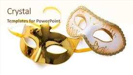  Presentation with masquerade - Cool new slides with two carnival or masquerade masks backdrop and a cream colored foreground