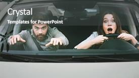  Presentation with crash - Presentation theme enhanced with two cars - couple in crash front view background and a  colored foreground