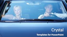  Presentation with young happy couple - Colorful PPT theme enhanced with two cars - young happy couple backdrop and a teal colored foreground