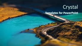  Presentation with crossing bridge - Audience pleasing presentation consisting of two cars crossing blue river backdrop and a navy blue colored foreground
